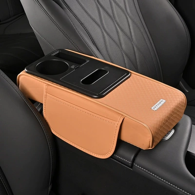 Armrest box pad | Cover with Dual Cup Holders - small-orange