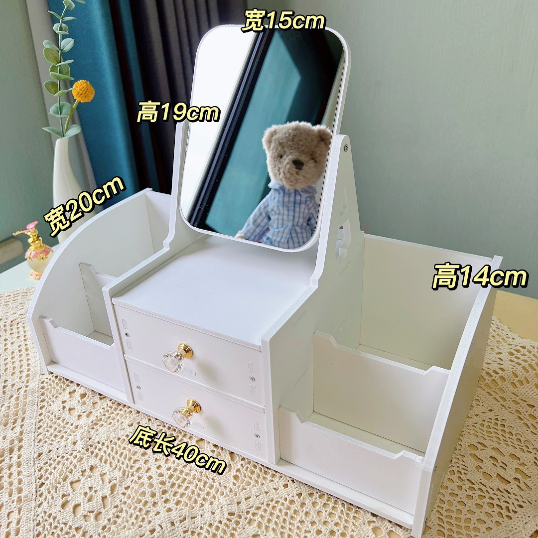 Espejo de maquillaje espejo portátil chica Internet celebridad escritorio vestidor espejo estudiante dormitorio tocador simple espejo con caja de almacenamiento