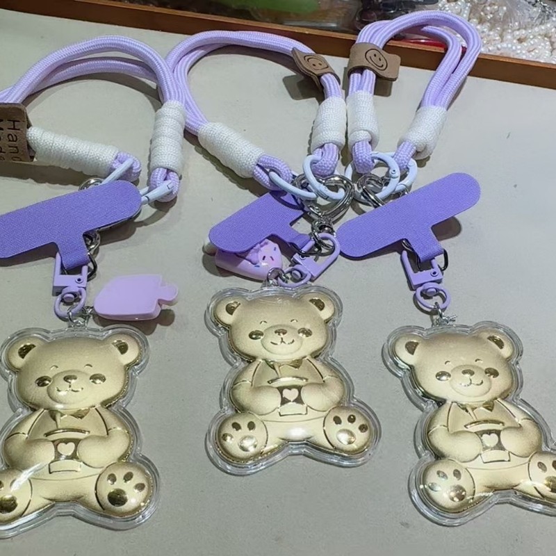 純金 999kt 猫ストラップキーホルダーかわいい漫画バッグペンダントハイエンド携帯電話リストバンド車のストラップチェーン|undefined