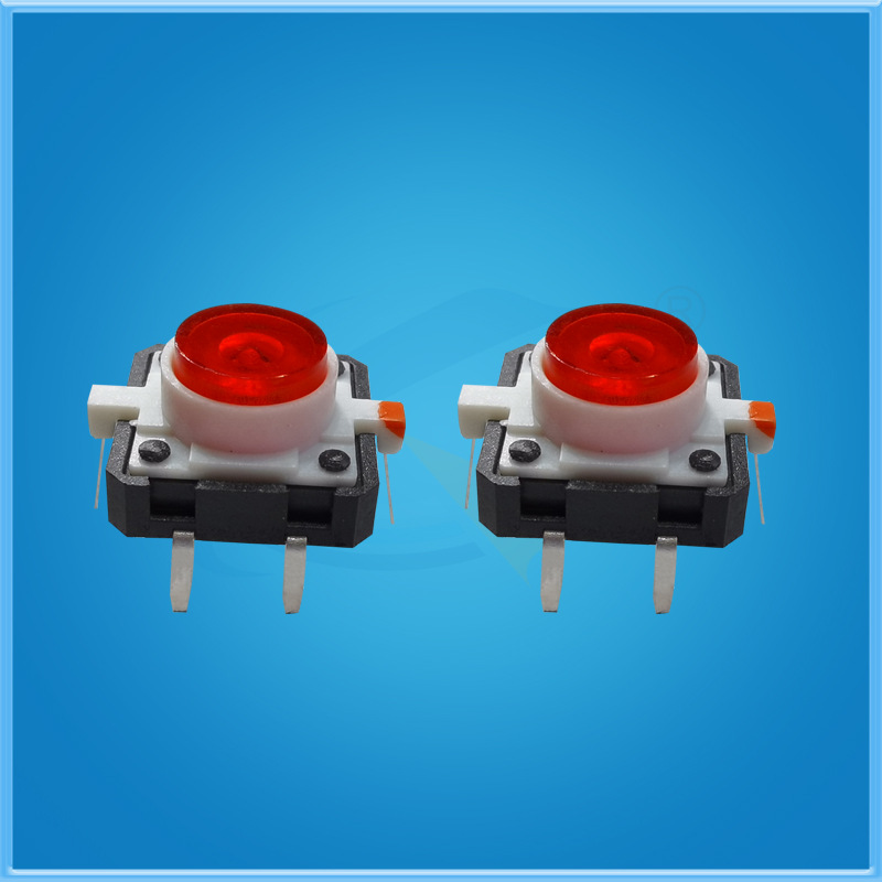 多色可选 12 12 7.2带灯轻触开关四脚红色盖帽立式TS按键开关