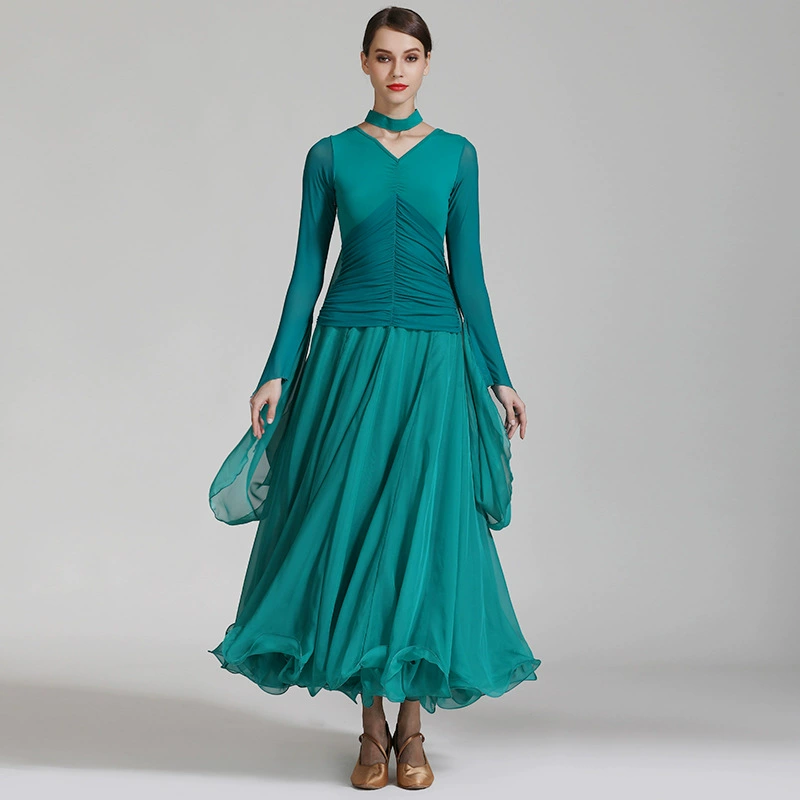 Modern Dance Dress-50 Национальная серия стандартного бального танца Walz Танцевальная юбка шифоновая юбка выступление
