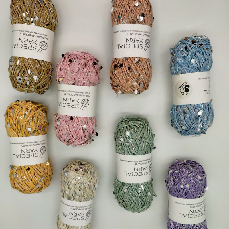 Sequin Hand Mixed Thread 2mm Hand Knitted Crochet DIY Bag Hat Jewelry Headdress Thread Sequin Hand Mixed Thread 2mm Hand Knitted Crochet DIY Bag Hat Jewelry Headdress Thread