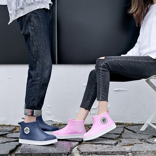Cross-border Fashion Rain Boots Women's Outer Wearing Soft-soled Comfortable Water Shoes Non-slip Outer Wearing Warm Rain Boots Waterproof Car Wash Shoes for Women