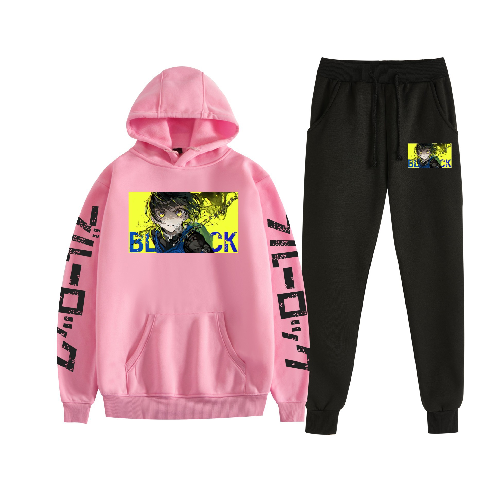 Cross-border BLUE LOCK prisión azul nuevo anime más terciopelo suelto traje de suéter con capucha para hombres y mujeres