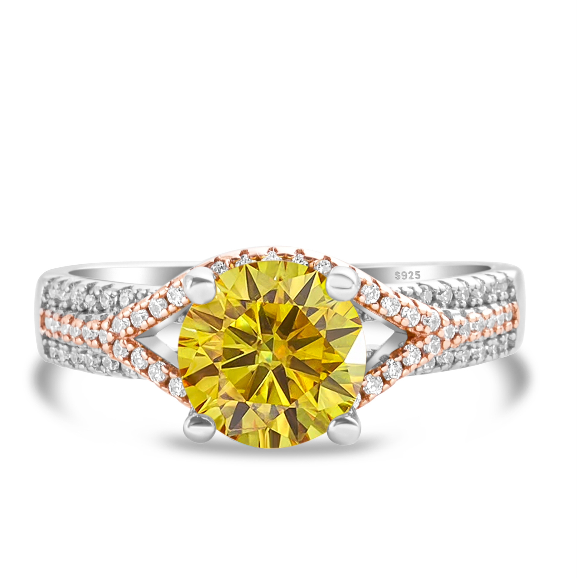 Anillo de flores de automóviles anillo de diamantes de moissan anillo de plata femenino exagerado oro anillo de diamantes de dos colores anillo de chatarra en vivo suministro