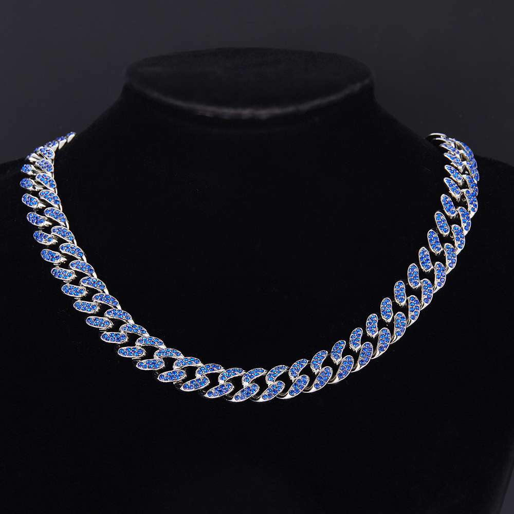 1 Piece Quantity Hip-Hop Punk Geometric Rhinestone Zinc Alloy Plating Rhinestones Unisex Chain Necklace Men Chain Necklaces