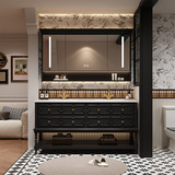 Умывальник в американском стиле Комбинация шкафчиков для ванной комнаты в китайском стиле в стиле ретро Раковина для ванной во французском стиле из шифера Встроенная двойная раковина горячего изгиба