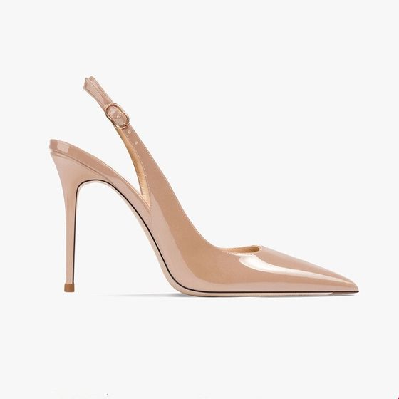 European and American Foreign Trade Pointed High-heeled Patent Leather Shoes with Hollow Trip Strap Sandals Professional Office Dress OL Leather Shoes