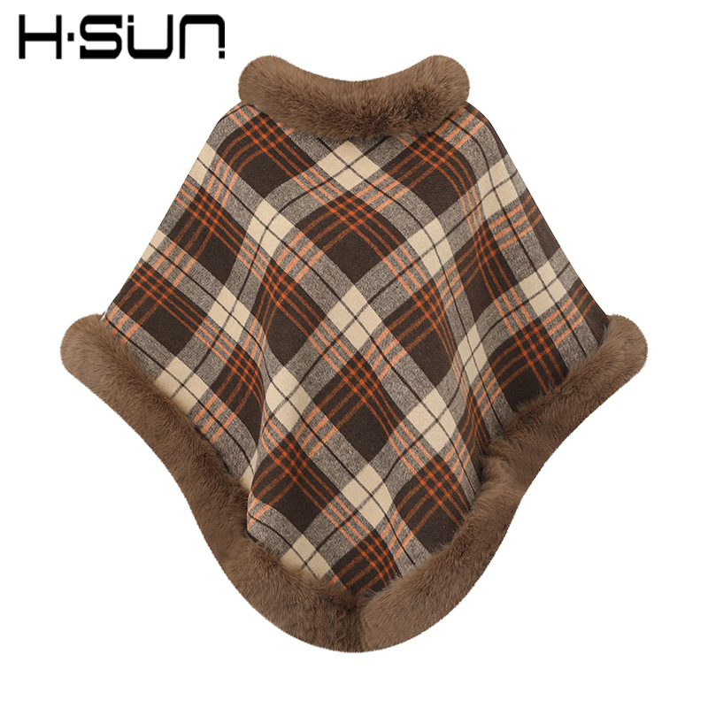 Capa tipo chal de otoño e invierno 2026, nueva bufanda de piel sintética de conejo, abrigo de punto para mujer, prenda exterior holgada y versátil. image 8