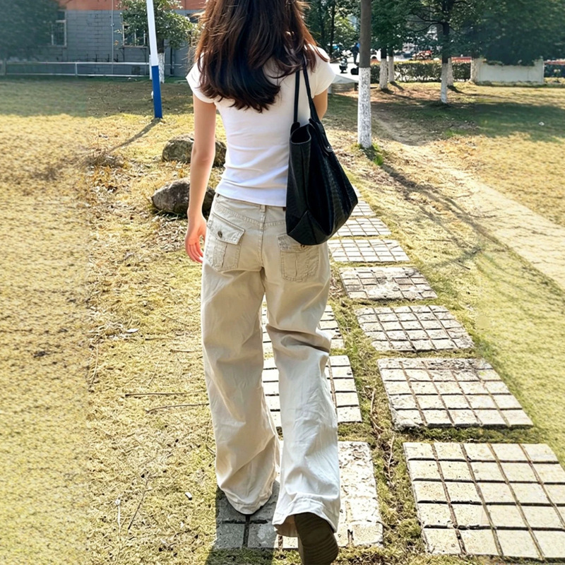 Apricot-Colored Low-Waist Loose Straight Wide-Leg Jeans for Women, Summer Wide-Leg Pants, Slimming Jeans for Women Apricot-Colored Low-Waist Loose Straight Wide-Leg Jeans for Women, Summer Wide-Leg Pants, Slimming Jeans for Women
