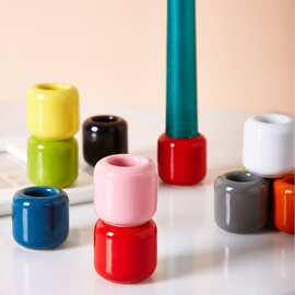 迷你10色陶瓷蜡烛杯装铃铛仪式咒语 彩色香薰杯家居装饰小烛台