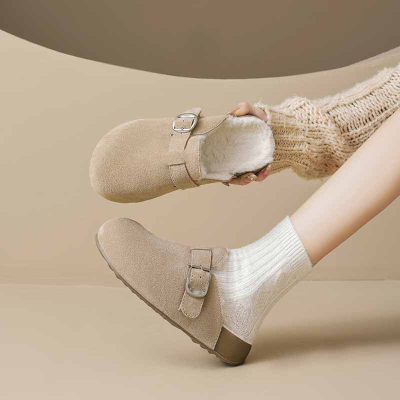 Augu Lion Tengga zapatillas de algodón de peluche mujeres 2026 nuevo bolso de peluche de primavera usar un pedazo de zapatillas