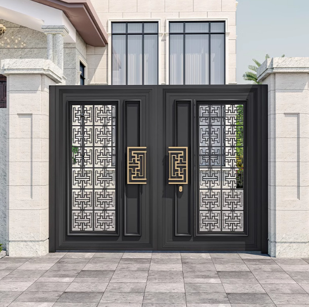 New Chinese-Style Aluminum Courtyard Gate, Entrance Door for Villas, Rural Yards, Home and Commercial Use, Customizable Gate