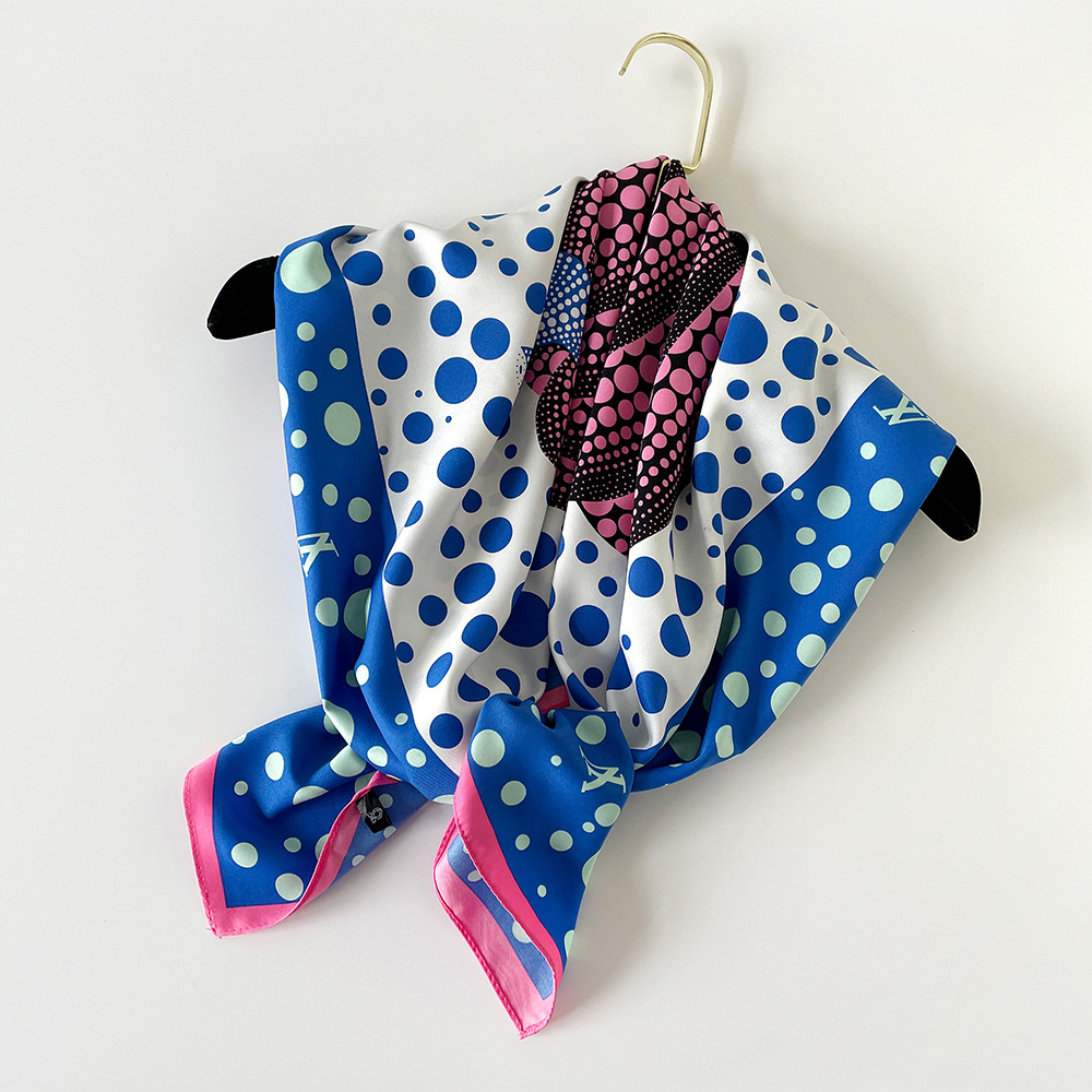 Leichter, luxuriöser quadratischer Schal aus Twill mit gepunktetem Kürbismuster – vielseitig, dünn, schlicht und elegant für Damen, neu für Frühling und Sommer_voghion.com