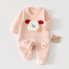 婴儿衣服秋冬夹棉连体衣背带裤套装宝宝超萌哈衣冬季外出服两件套