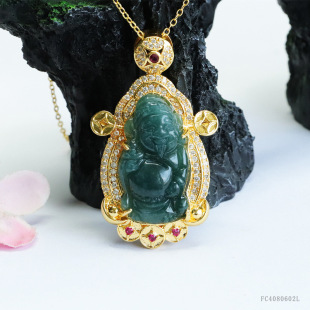 As soon as Yu natural A goods jade god of wealth pendant blue water jade pendant live wholesale generation FC4080602L