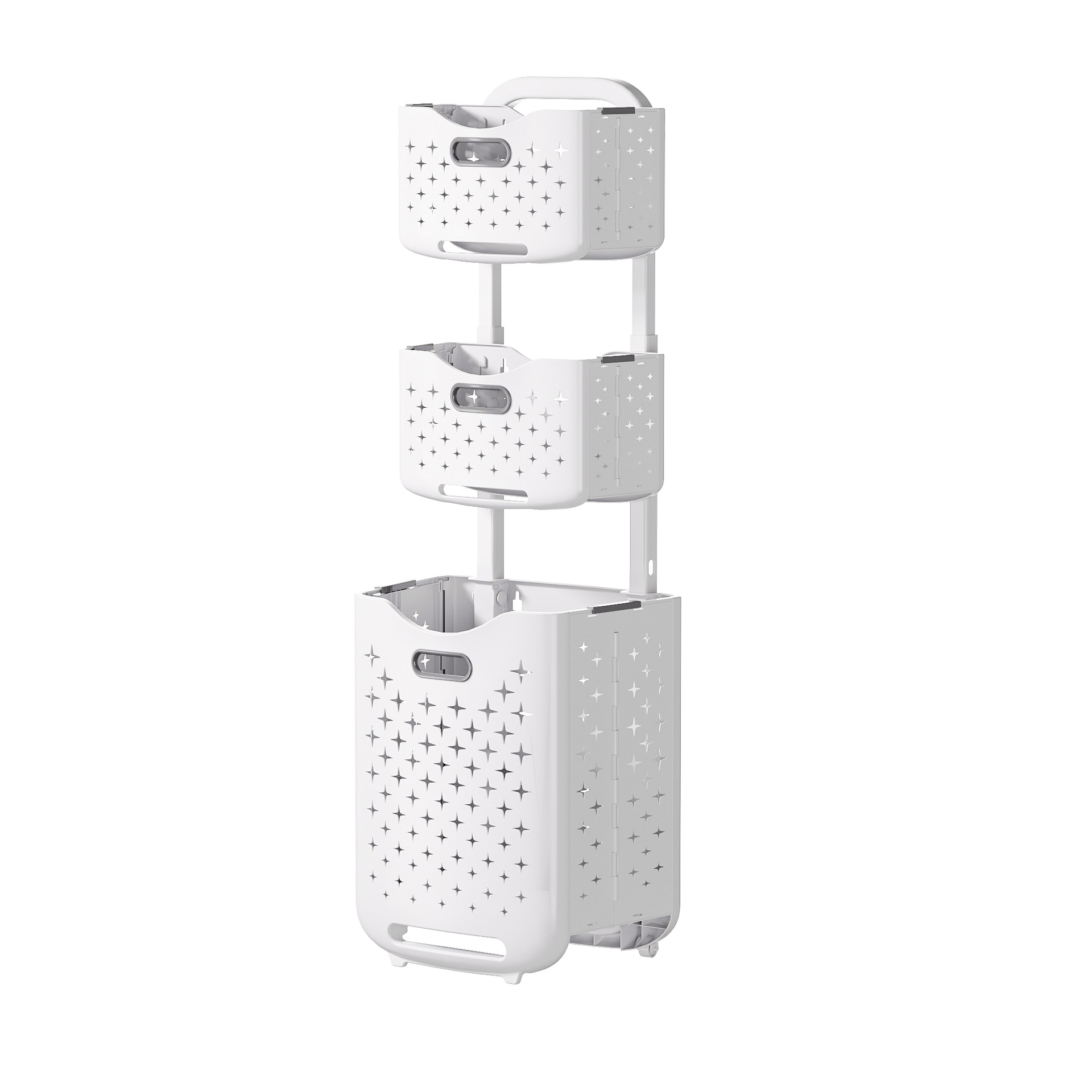 Cesta de ropa sucia multicapa Cesta de almacenamiento de ropa Cesta de ropa sucia de baño de baño Cesta de ropa sucia de tres capas móvil Cesta de ropa sucia montada en la pared