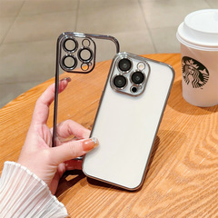 適用iPhone 15Promax手機殼蘋果14電鍍透明鏡頭全包13PRO保護套