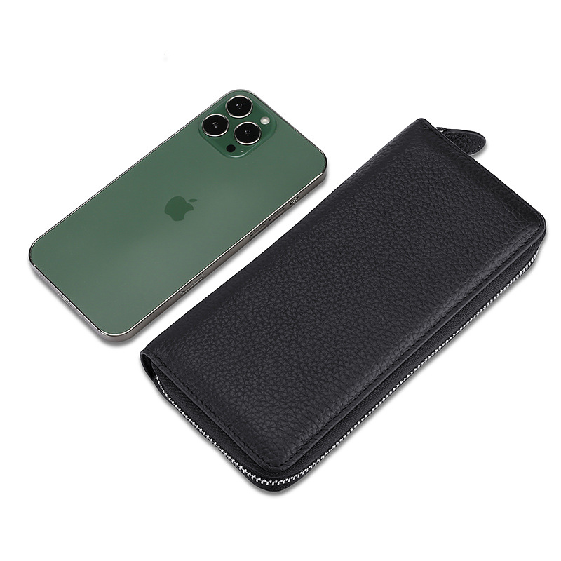 Transfronterizo caliente-venta bolso de cuero multifuncional de gran capacidad de órgano titular de la tarjeta RFID anti-desmagnetización antirrobo cepillo de fábrica en stock image 4