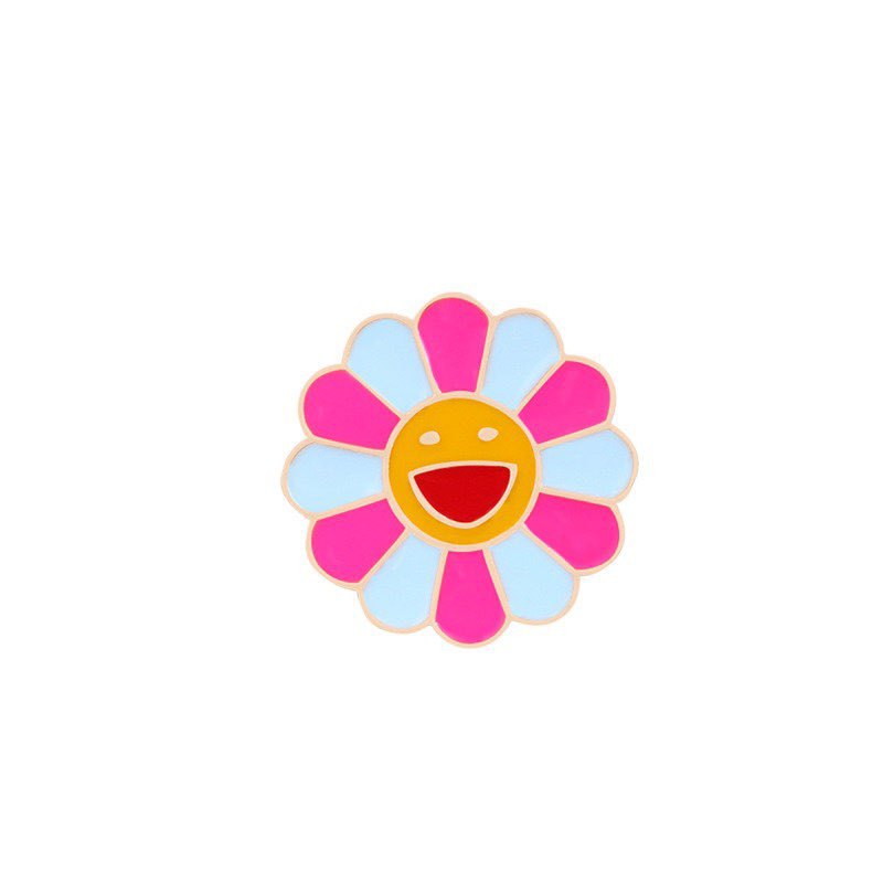 Collar sonriente colorido flores de sol collar broche de dibujos animados accesorios de abrigo anti-luz simple flores de pecho lindos broches