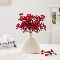 跨境用仿真花发财果冬青红果假花仿真发财果摆件家居新年装饰批发