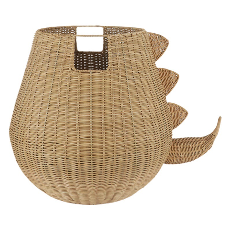 Ratán hecho a mano dinosaurio forma baño cesta de lavandería misceláneas cesta Hotel B & B decoración almacenamiento cesta de almacenamiento juguete