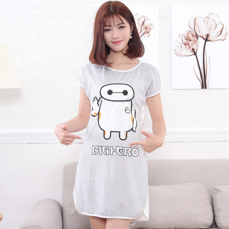 Camisón de verano pijamas de las mujeres de manga corta de dibujos animados lindo camisón Delgado desgaste del hogar Comercio exterior transfronterizo al por mayor