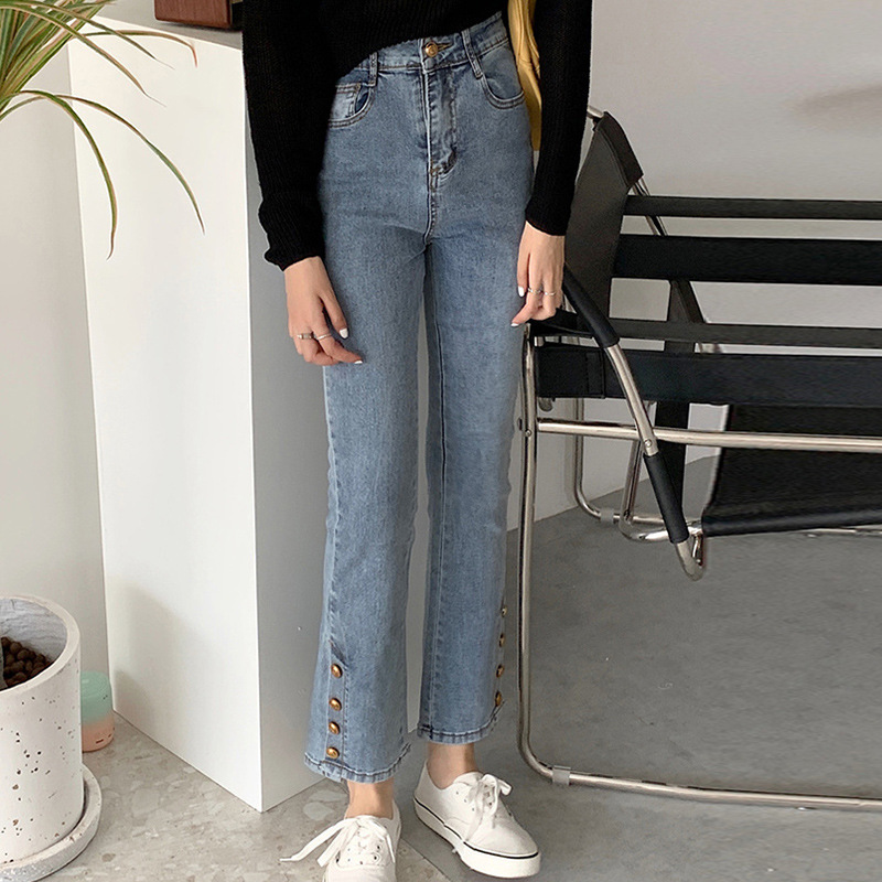 Designed High-Waisted Jeans for Women 2024 Summer New Style Loose Straight Slim Versatile Wide-Leg Long Pants Trendy