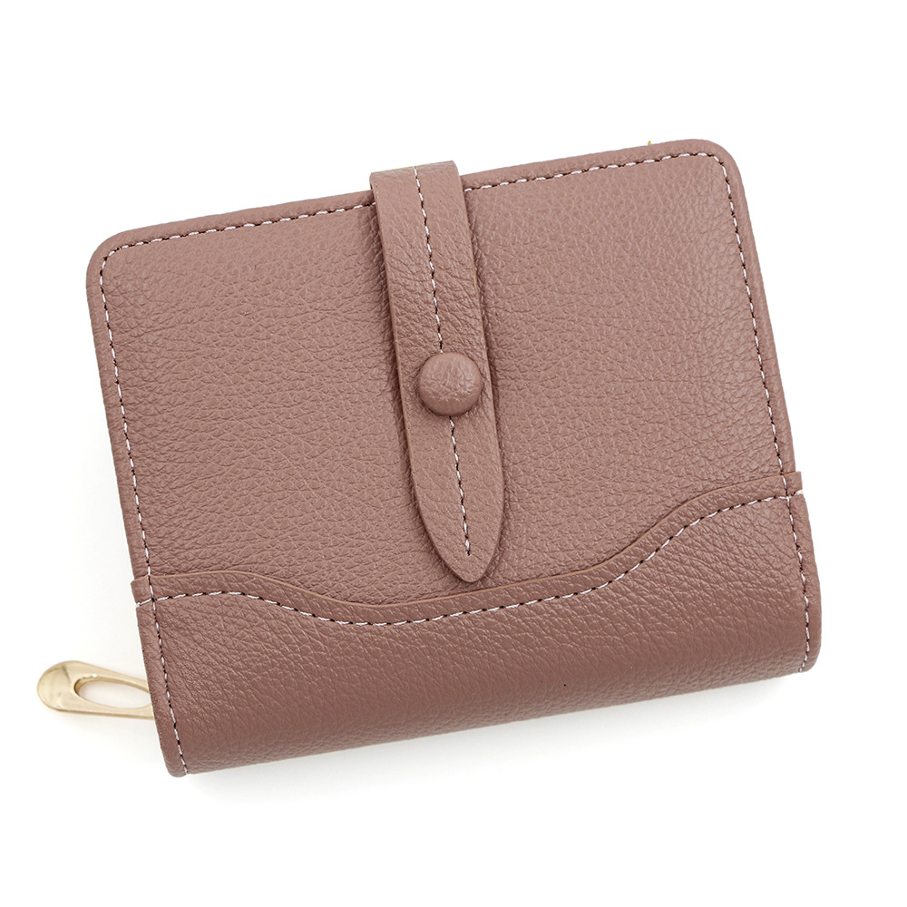 Caramelo de moda de hebilla de corto bolso de tarjeta múltiple bolso de identificación bolso de cambio con cremallera de mano