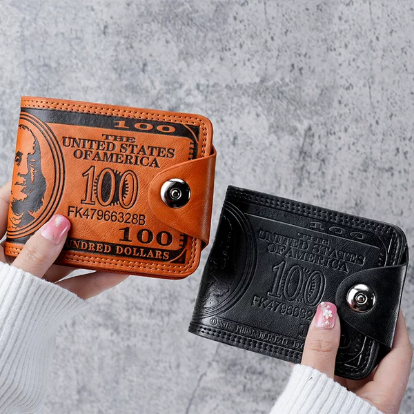 Cross-Border Popular Men's Wallet with Dollar Pattern, Popular Ultra-Light Pu Bag, Multi-Functional Retro Multi-Card Slot Manufacturer