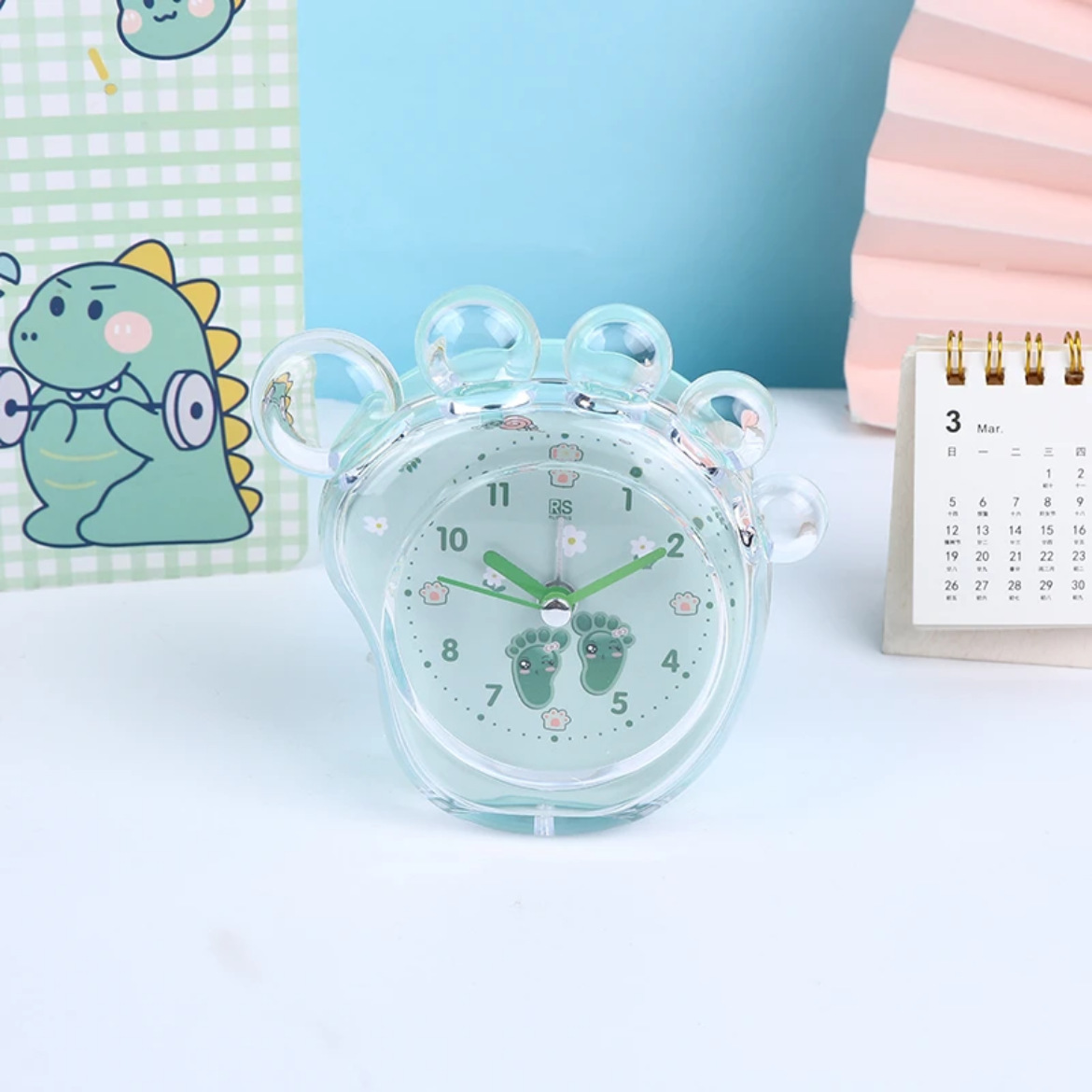 Fabricante de ventas de macarrón Piya fresco reloj despertador creativo para estudiantes con luz nocturna para llevar despertador conveniente