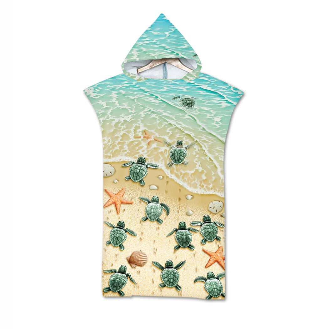 2 дня черепаха цифровая печать пляжное полотенце для взрослых с капюшоном банное полотенце из микрофибры на карту морских животных