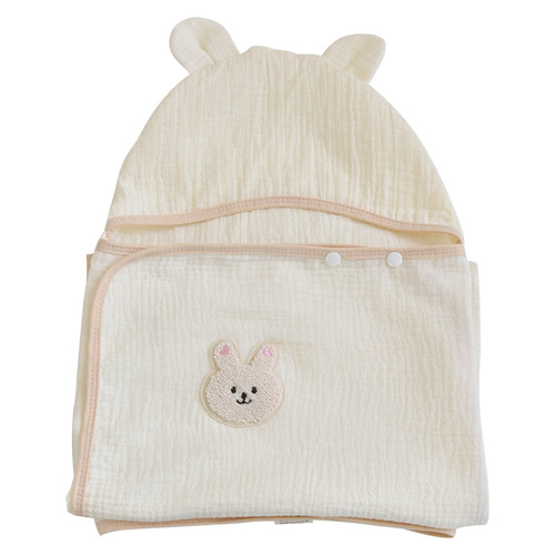 Newborn baby gauze bath absorbent bath towel newborn baby blanket children's cotton cartoon hooded super soft cloak