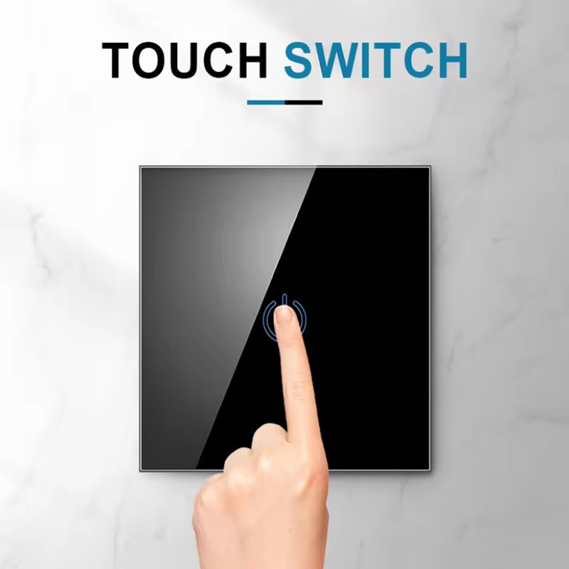 NOVSKI豪华型欧盟标准单触式墙壁开关，带全镜面钢化玻璃面板