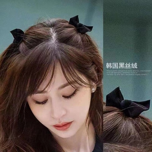 Women's Summer Princess Hairstyle Claw Hairpin with Small Black Velvet Bow, Same Style as Wang Xingling