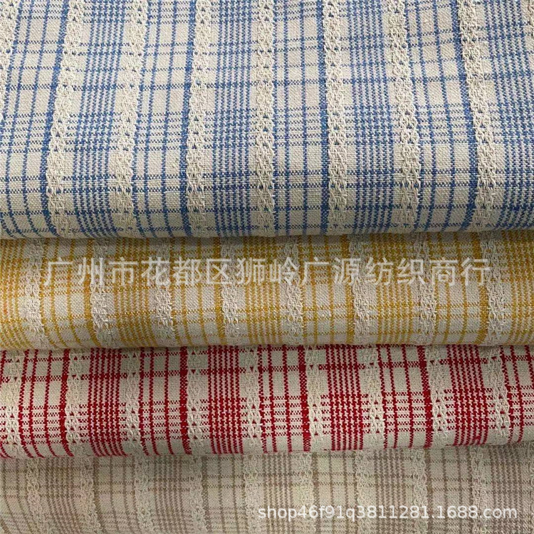 热销款梭织 涤棉条纹色织提花帆布 麻棉布 箱包鞋材 批发量大从优