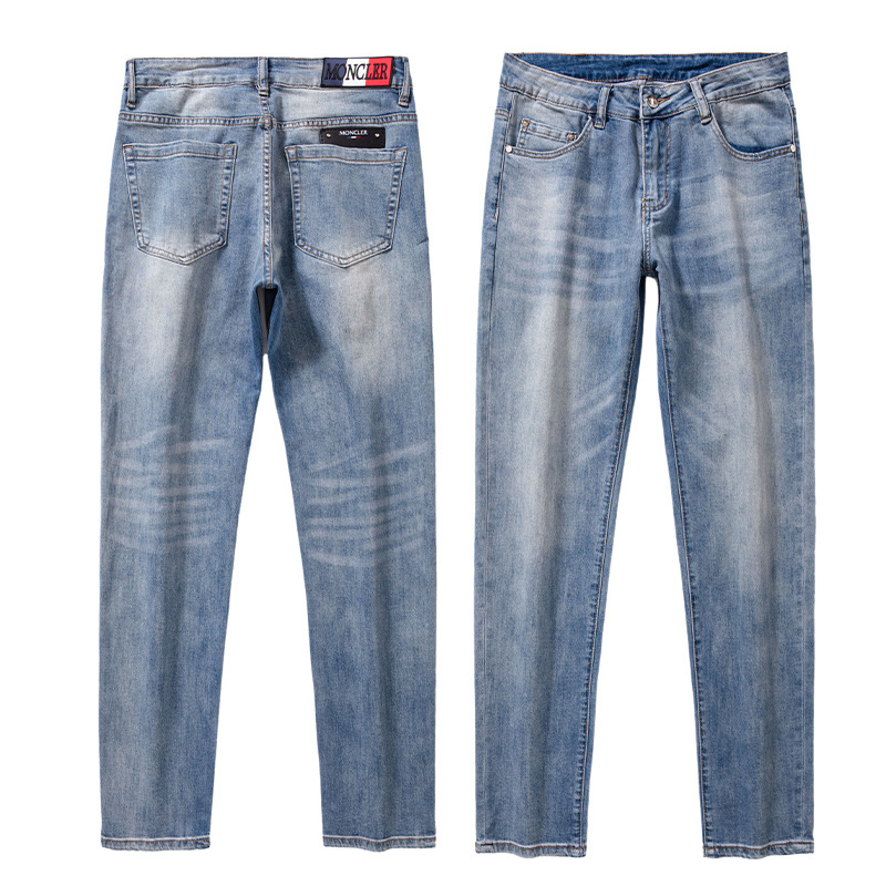 Primavera nuevos jeans para hombres coreanos delgados pies pequeños comercio exterior transfronterizo de alta calidad elástico Europa y los Estados Unidos 1: 1 pantalones al por mayor