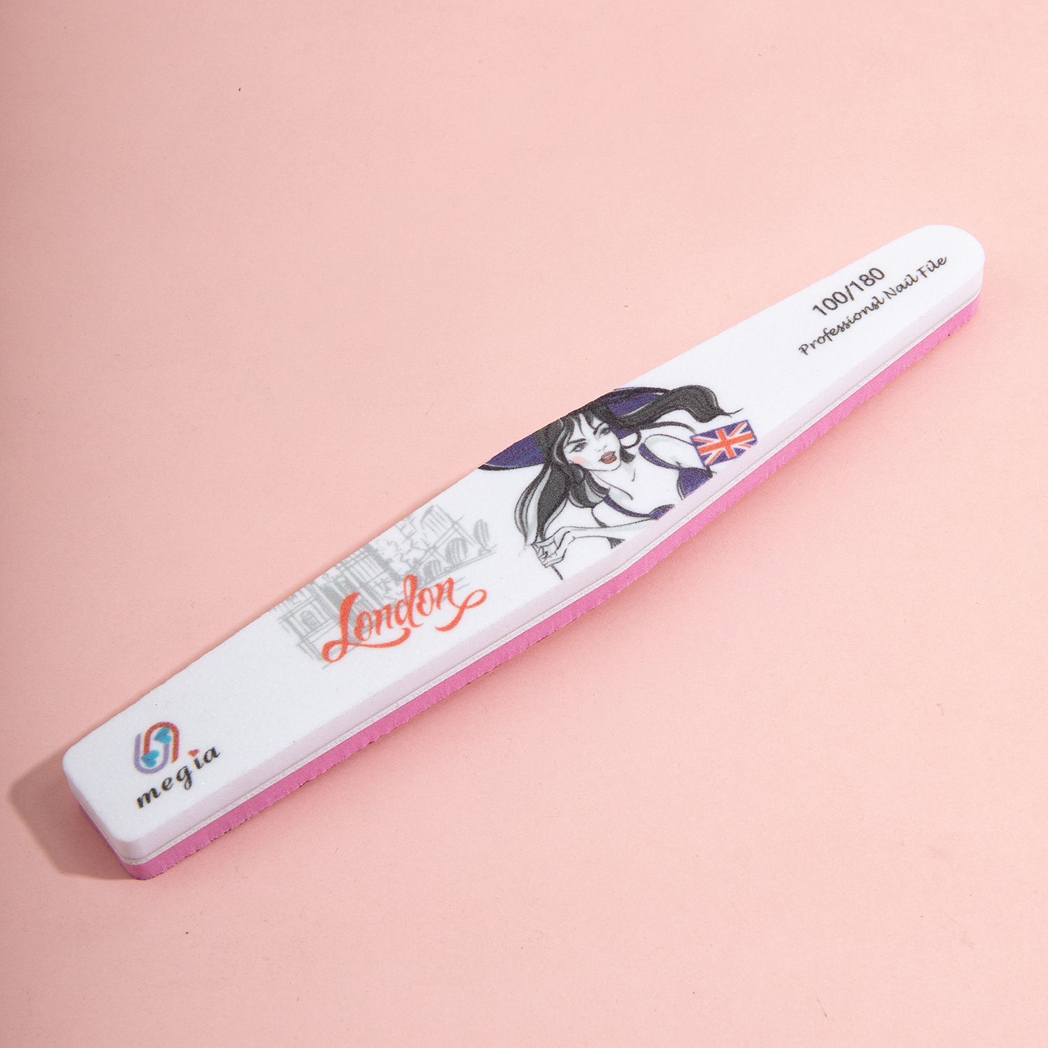 Venta caliente transfronteriza tiras de hilo impreso para uñas de alta calidad lima de uñas serie lavado papel de lija tiras de lijado en forma de media luna