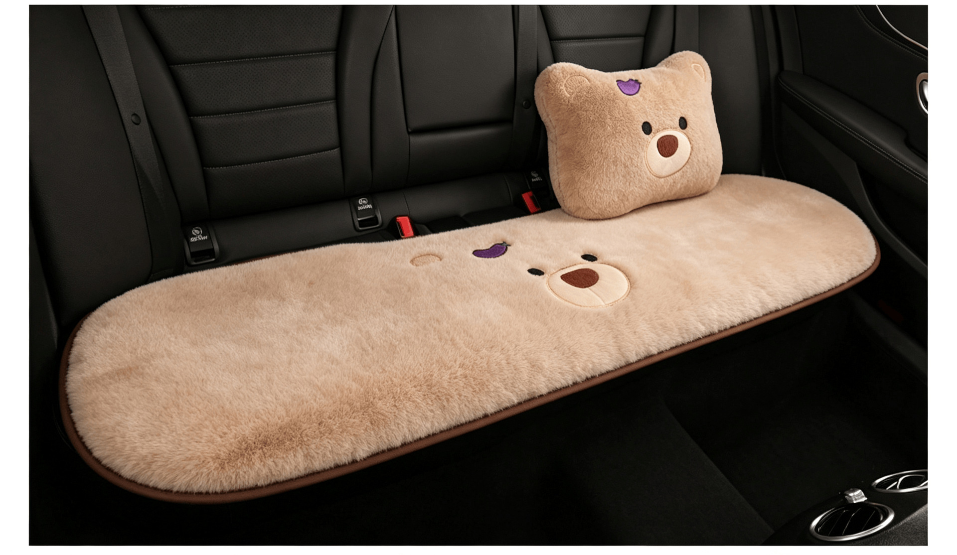 2026 new car seat cushion, winter plush and thickened, cute bear design, floor mat for winter warmth, rear seat cover