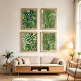 挂画现代简约几何水彩装饰画沙发极简抽象五联挂画厅卧室波西米亚