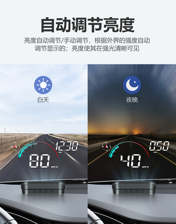 Car-Mounted M22 Gps Hud Head-Up Display, Universal Speedometer, Compass, and Projector for All Vehicles