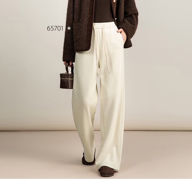 Quần ống rộng nữ cạp cao dáng suông chất Tencel Modal len lót lông cừu — màu tím chi tiết 16