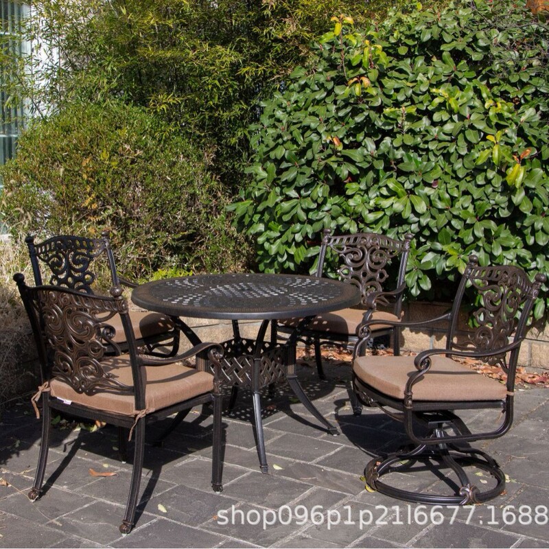 Outdoor Patio Tables and Chairs, Villa Garden Outdoor Furniture, Open-Air Tea Table, Aluminum Alloy Chairs, Balcony Household Durable and Anti-Corrosion