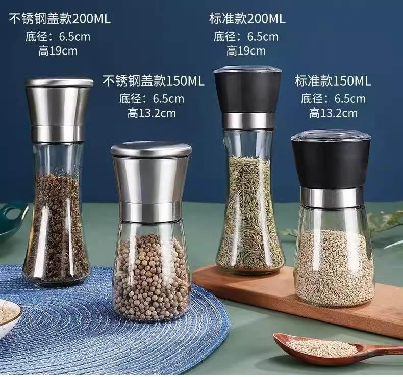 Stainless Steel Manual Pepper Grinder Set Ceramic Core for Black Pepper Sichuan Peppercorn and Kitchen Spices in use