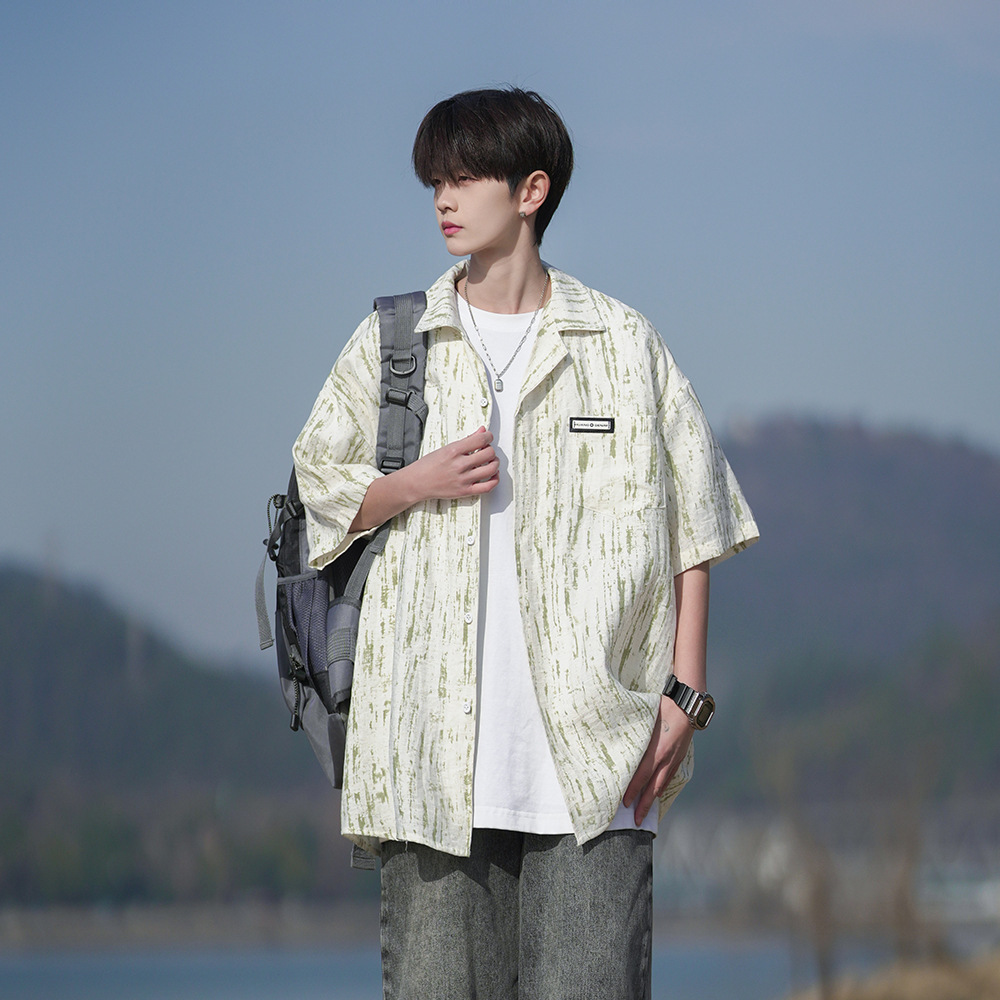 Summer Shirt Short-Sleeved Men's 2025 New High-End Loose Top Heavyweight Youth Casual Half-Sleeved Shirt for Men