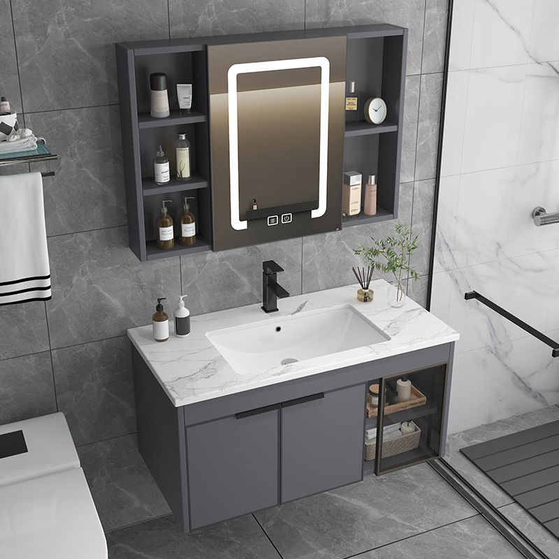 Gabinete de baño de aluminio de espacio de cerámica integrado baño Baño gabinete de baño lavabo combinación de lavabo