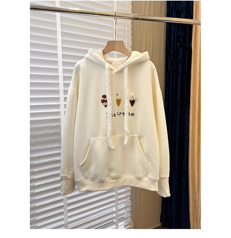 Hooded Solid Color Versatile Loose Student Hoodie Image 4