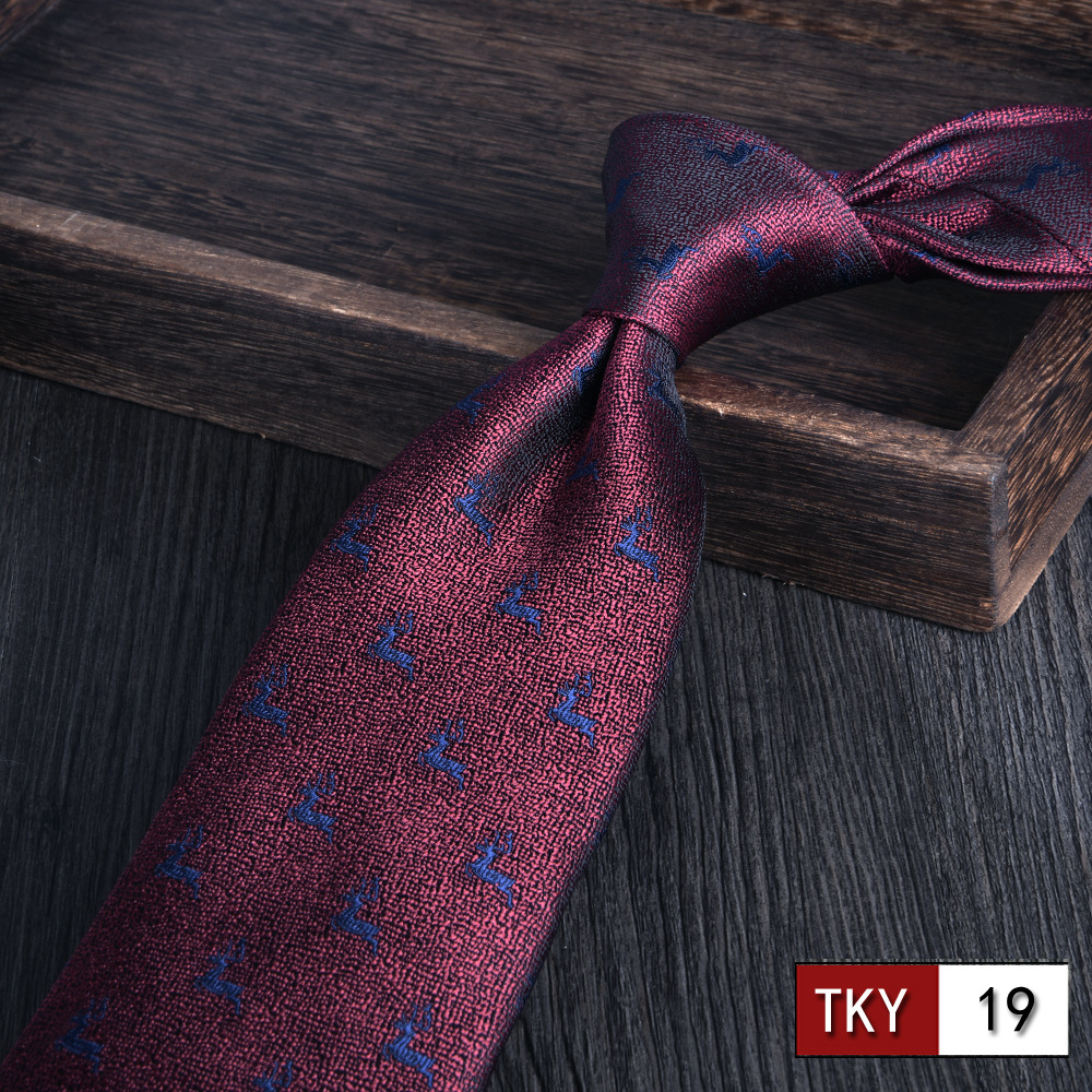 Corbata hombre vestido de negocios profesionales vino rojo novio casamiento Jacquard 8cm mano nueva tendencia spot