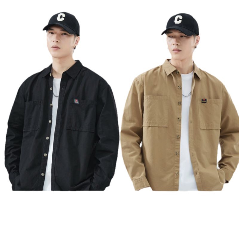 2024 primavera nueva camisa para hombres estilo de Hong Kong camisa de trabajo japonesa para hombres estilo coreano al por mayor camisa de manga larga de algodón para hombres