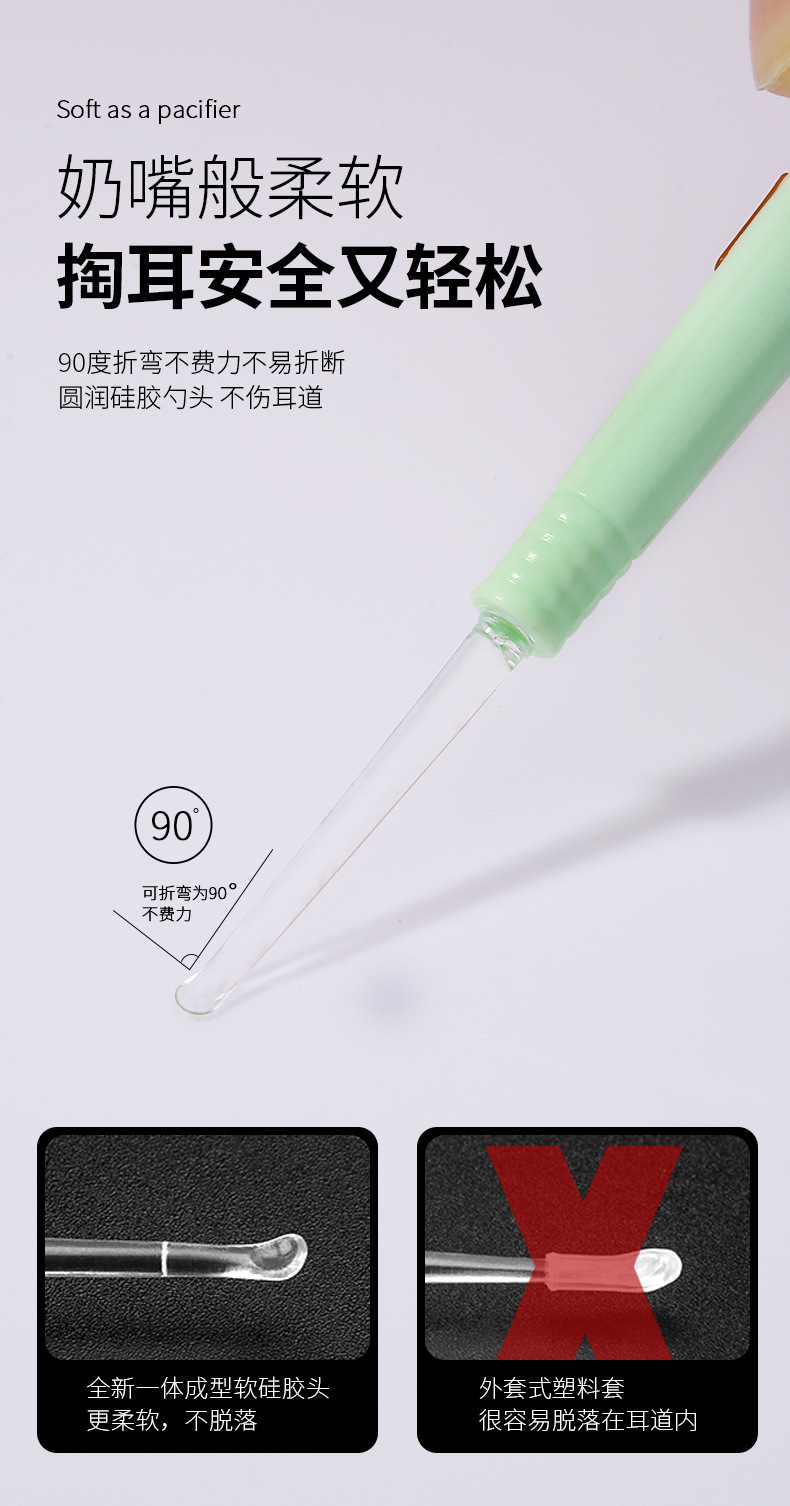 LMLTOP Luminous Ear Pick Set, Visible ear pick spoon, ear clipper with light, Ear Picking Tool TOP-117 Item Picture